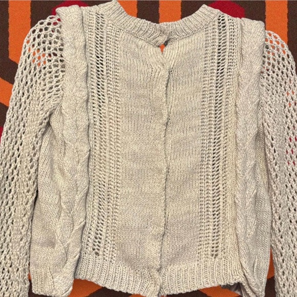 NWT WILDFOX Knitted Crochet Button-Back Cropped Sweater - Picture 6 of 8